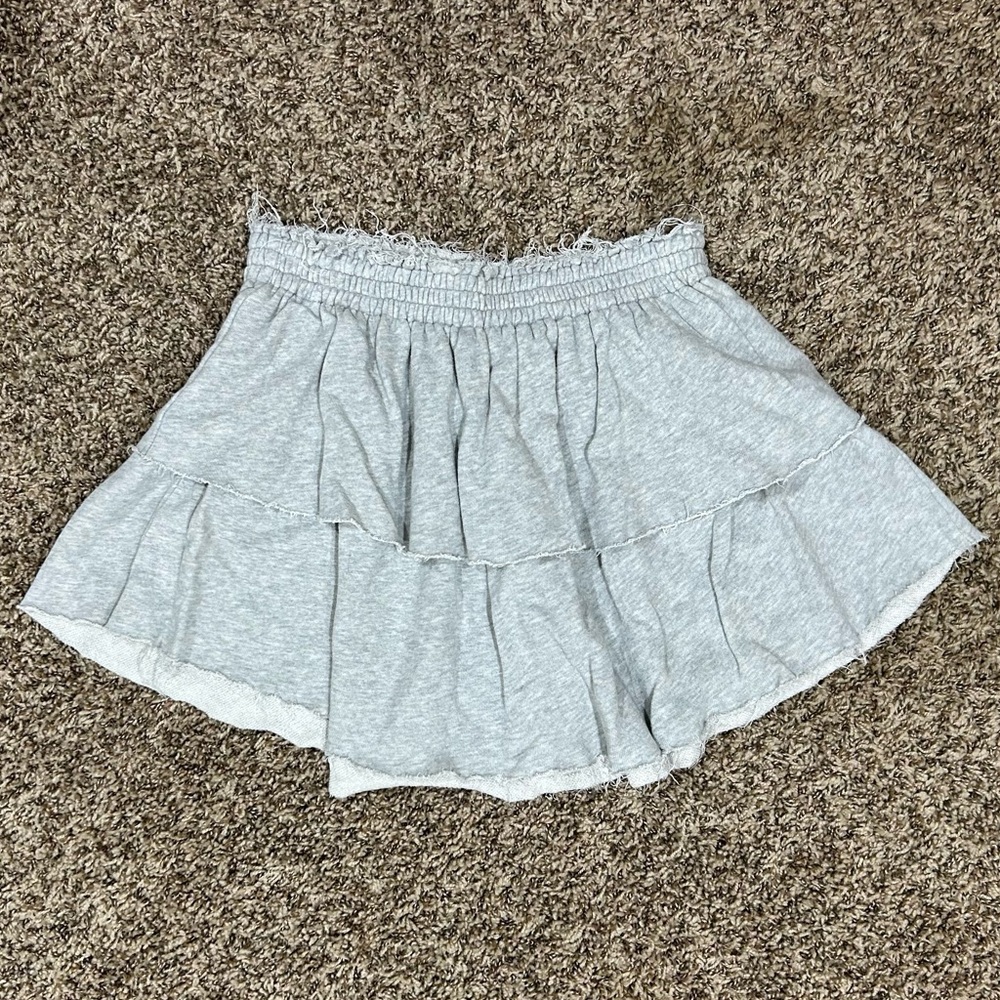 Aerie Light Gray Ruffled Skirt